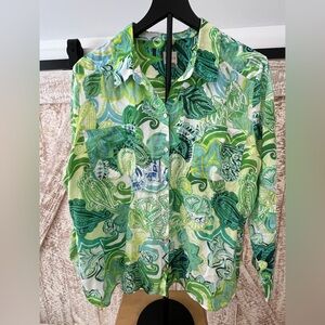 Chico’s 100% Lightweight Cotton Green Paisley Women's Top size XL (3)